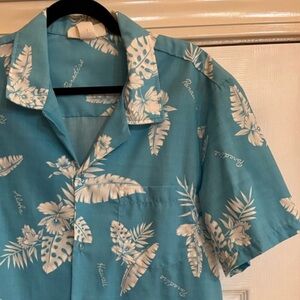Vintage Live Honolulu Hawaii Floral & Palm Leaf Hawaiian Button Down Shirt